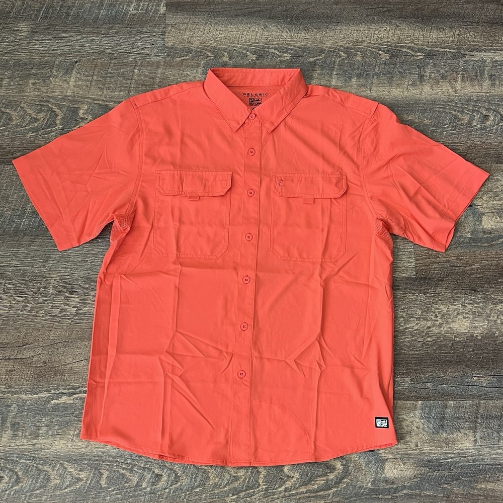 Pelagic Keys Guide Fishing Shirt Men's Medium Coral UPF 50+ Quick‎ Dry Vented